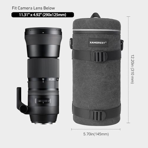 Camera Lens Case Lens Bag Compatible (5.51" x 14.56"(Canvas, Black)) - Image 2