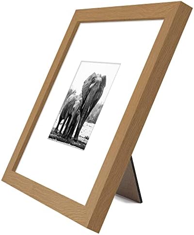 Americanflat 8x8 Picture Frame with Shatter-Resistant Glass - Use as 4x4 Frame with Mat or Display 8x8 Photo Without Mat - Signature Collection - Square Frames for Tabletop and Wall - Dark Oak - Image 6