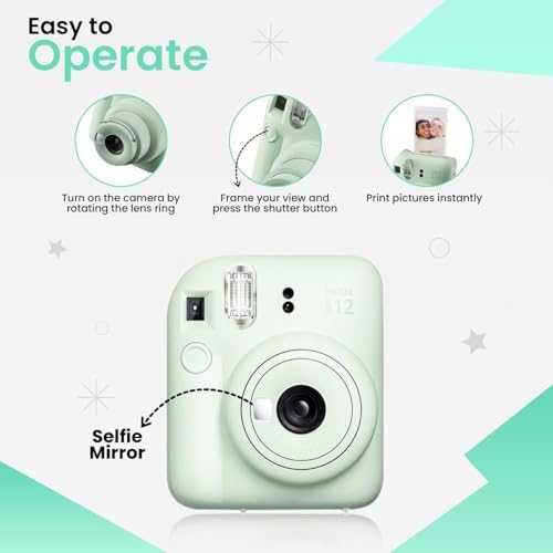 Fujifilm Instant Mini 12 Camera + Accessory Bundle & Custom Case + Fuji Instant (20 Shots) Designer Mini Photo Album (60 Pockets) (Mint Green) - Image 6