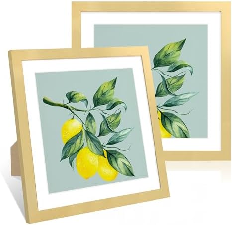 12x12 Picture Frame Set of 2, 12 x 12 Wood Photo Frames with Mat for 10x10 or 30x30cm Diamond Art Painting, Wooden Frame with Real Glass Cover for Wall and Tabletop Display,Gold by CCDCC