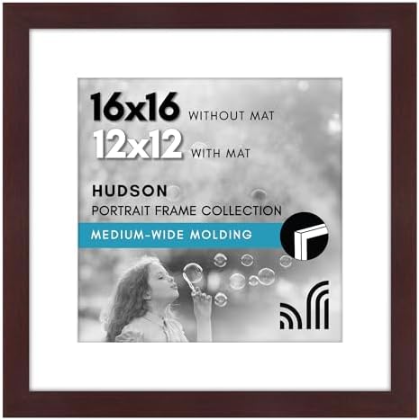 Americanflat 16x16 Picture Frame - Matted to 12x12 - Mahogany by Americanflat