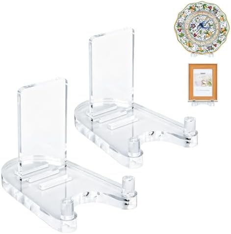 2 Pack Acrylic Easel Display，Plate Stands for Display，Adjustable Clear Display Holder for 8" to 12" Platter, Book, Card, Frame, Picture, Artwork, Plaque by Unknown