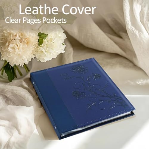 Photo Album 8x10 2 Packs Clear Pages Pockets Leathe Cover Slip Slide in Photo Album Each Holds 100 Vertical 8x10 Photos Picture Book for Wedding Family (Blue) - Image 4
