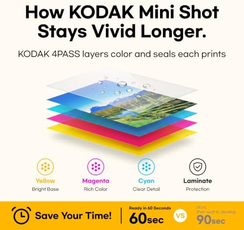 KODAK Mini Shot 3 Retro 3x3 Instant Camera, Photo Printer, 38 Sheet, White - Image 5