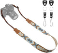 Universal Camera Strap - Camera Neck Strap, Adjustable Shoulder Straps Compatible with Canon, Fujifilm, Nikon, Olympus, Panasonic and other SLR and mirrorless cameras - Blue and Khaki Weave by OIAWH