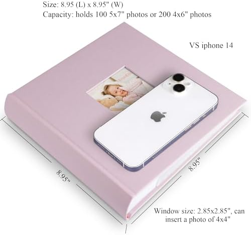1DOT2 Photo Album with Writing Space, 100 Pages, Linen Cover, Pink - Image 6
