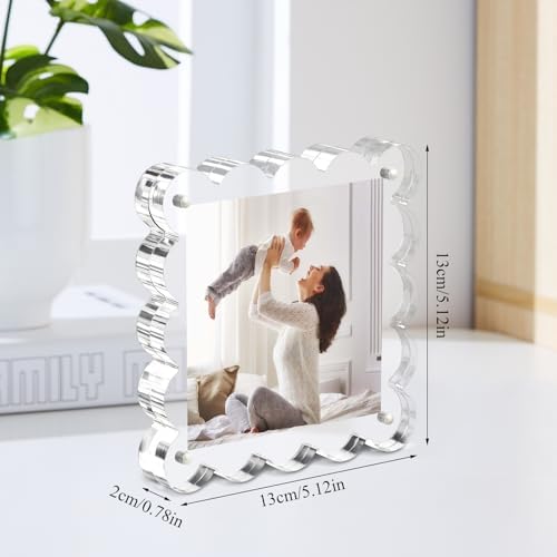 Chivalral 3 Pack 4x4 scalloped picture frame,acrylic Square Desktop Holders - Image 5