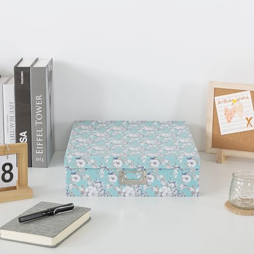 Soul & Lane - Floral Photo Storage Box, 14.8x13x3.7 In, Blue Cottage - Image 2