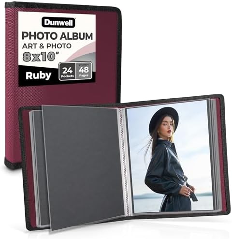 Dunwell 8x10 Photo Album & Art Portfolio Book, 24 Sleeves, Ruby by Dunwell