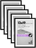 Americanflat 13x19 Poster Frame 5-Pack - Matted to 11x17 - Black by Americanflat