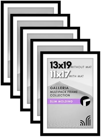 Americanflat 13x19 Poster Frame 5-Pack - Matted to 11x17 - Black by Americanflat