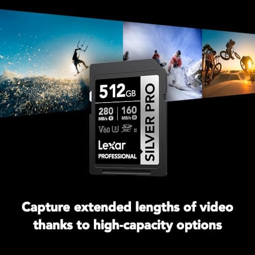 Lexar 512GB Silver PRO SD Memory Card, 280MB/s Read, 4K, V60, U3, UHS-II - Image 3