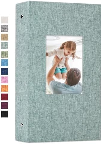 Vienrose 4x6 Photo Album,300 Pockets,Linen Cover with Window,Green by Vienrose