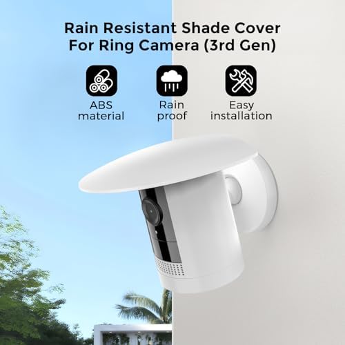 Camera Sun & Rain Shade Cover for Ring Stick Up Cam – UV-Resistant Waterproof Camera Hood Protector, No Drill Installation (White) - Image 2