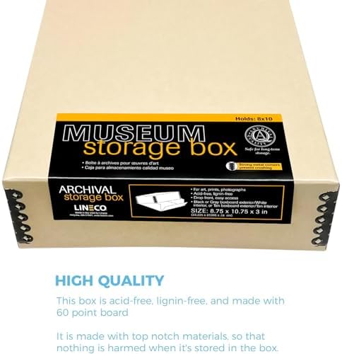 Lineco Drop Front Archival Storage Box, 8.75x10.75x3 in, Tan, 2 Pack - Image 5