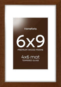 Homeforia 6x9 Brown Oak Picture Frame, High-End Wood, 4x6 Mat, Glass by Homeforia