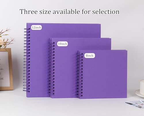 RECUTMS 12x12 Scrapbook 60 Pages Kraft Paper DIY Family Album Dark Purple - Image 6