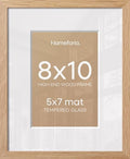 Homeforia 8x10 Natural Oak Picture Frame, High-End Wood, 5x7 Mat, Glass by Homeforia