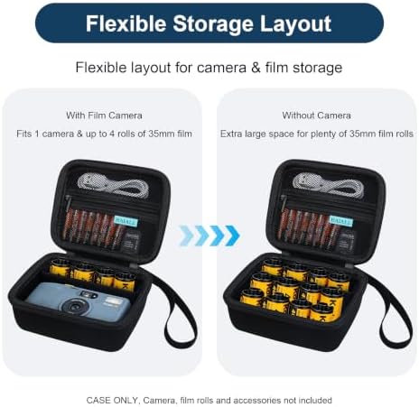 RAIALL Case for KODAK Snapic A1 35mm Film Camera and KODAK Film, Black | Hard Carrying Case Protective Travel Bag for Kodak Ultramax 400 35mm Color Print Film, Mesh Pocket for Batteries - Image 6