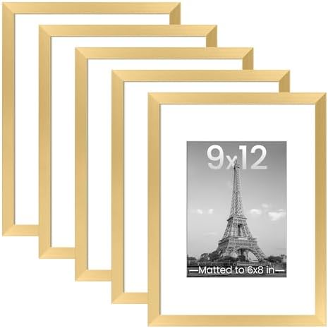 upsimples 9x12 Picture Frame, Gallery Wall Frames Set of 5, Gold by upsimples