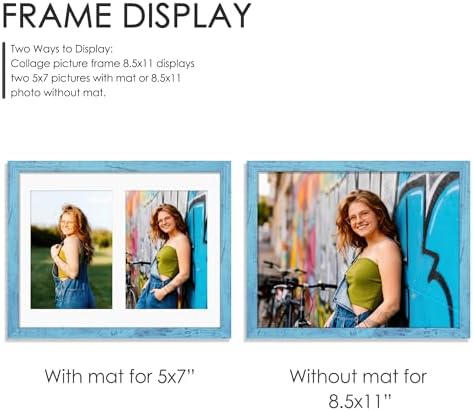 DUENPY 8.5x11 Double Frame For 2 5x7 Photos Blue - Image 3