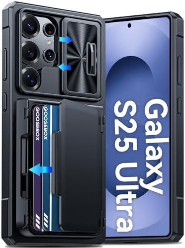 GooseBox for Samsung Galaxy S25 Ultra Case Wallet with RFID [Cards Holder][Camera Cover][Edge Raised] Full Body Shockproof Silicone Protective Phone Case for Galaxy S25 Ultra 6.9" 2025 (Black) by GooseBox