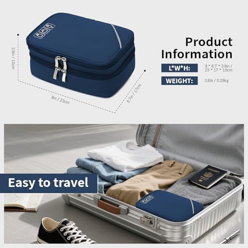 Lanola Universal Cable Organizer Electronics Accessories Cases for Cable, Charger,Power Bank, Phone, USB, SD Card,Memory Cards,Earphone,Flash Drive, Great for Travel and Business - Dark Blue - Image 2