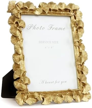 Cuspin 6x8 Picture Frame Gold Vintage Ornate Ginkgo Leaf Resin Photo Frame by Cuspin