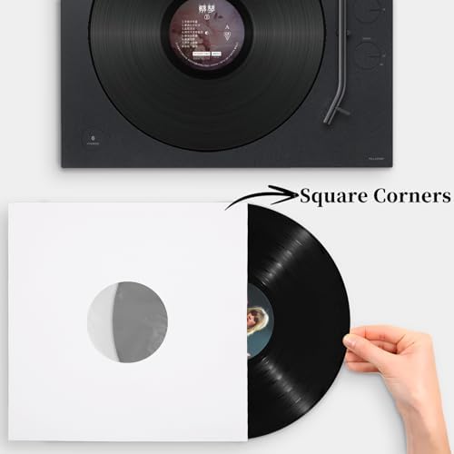 12 Inches Vinyl Record Inner Paper Sleeves with PO Film, 10pcs (Square) - Image 3