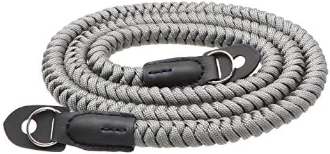 Paracord Woven Camera Neck Shoulder Strap Belt Hand Compatible with Canon Nikon Sony Olympus Pentax Fujifilm Panasonic SLR DSLR Digital Mirrorless Cameras 42 inch Grey by HITHUT