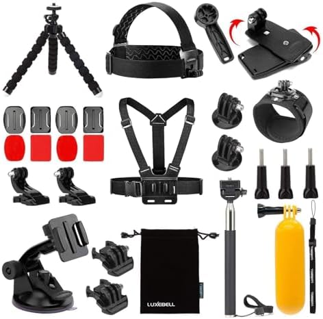 Luxebell Accessories Kit for AKASO EK5000 EK7000 4K WiFi Action Camera GoPro Hero 13 12 11 10 9 8 7 6 5/Session 5/Hero 4/3+/3/2/1 Max Fusion SJ4000 SJ5000 by Luxebell