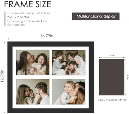 DUENPY 4 Pack 12x16 Collage Frame For 4 5x7 Photos Black - Image 3