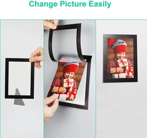 CRUGLA 4x6 Magnetic Picture Frames for Refrigerator 12 Packs, Modified Magnetic Sheet with Self Adhesive Backing, Black 4 by 6 Photo Frame Set for Locker Glass Window Door Cubicle - Image 4