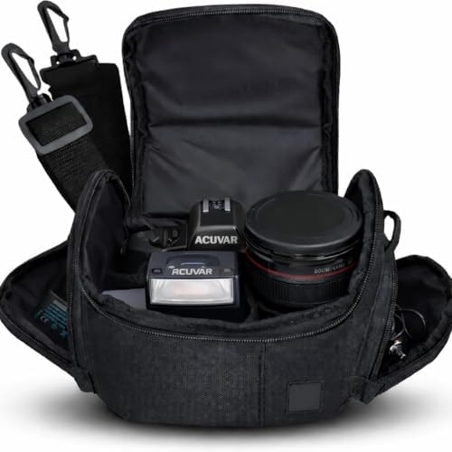 eCostConnection Medium Camera Bag Case – Soft Padded Camera Equipment Bag for DSLR & Mirrorless Cameras, Fits Nikon Canon Sony, Protective Shoulder Carry Bag by Acuvar