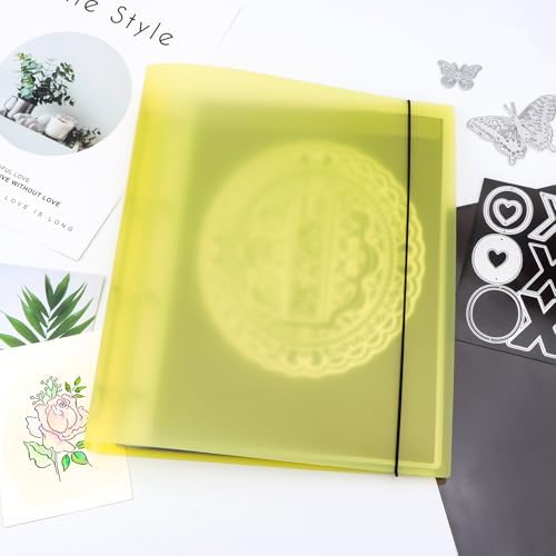A4 Dies and Stamps Storage Book Binder Folder, Page Protectors Pockets Inserts Organizer for Cutting Dies Stencil Album Stamp Crafts, 1Pcs Yellow Storage Book Cover & 20 Inserts with 1/2/3/4 Pockets - Image 5