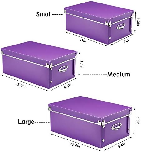 SEEKIND Storage Box, Decorative Storage Bins with Lid,3 in 1 Set,Press-Stud Fastening,Moisture-proof,Foldable for Space Saving Storage,for Clothes, Cosmetic,Blankets (Purple) - Image 5