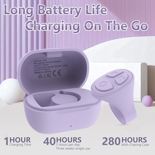 TikTok Scrolling Ring, Bluetooth Camera Remote Control, Scrolling Ring Remote for iPhone TIK Tok Facebook YouTube Instagram Android Phone, Auto Tapper for TikTok Live (Purple) - Image 6