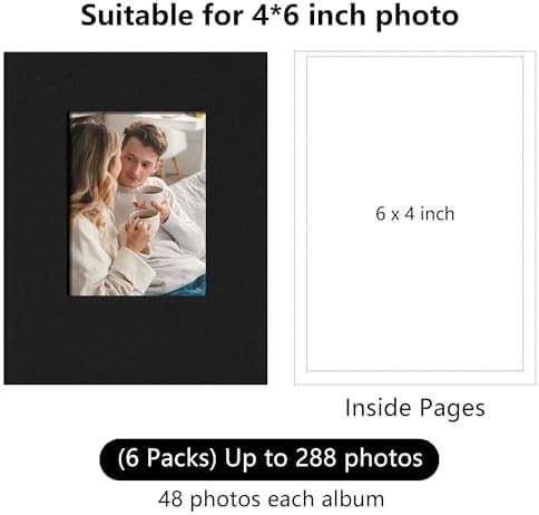 Small 4x6 Photo Album 24 Pockets Linen Cover Black 6 Pack - Image 2