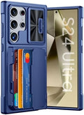 GooseBox for Samsung Galaxy S24 Ultra Wallet Case with RFID Blocking Card Holder, Camera Cover and Kickstand, Full Body Shockproof Wallet Case for S24 Ultra 6.8Inch 2024 for Women Men-Blue(Upgraded) by GooseBox