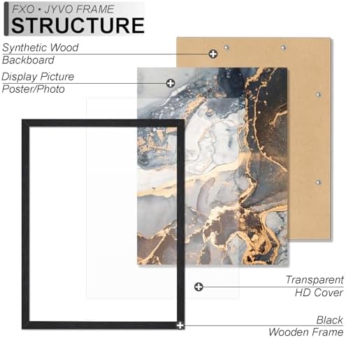 Fxojyvo 24x30 Picture Frame Black Engineered Wood Wall Hanging - Image 3