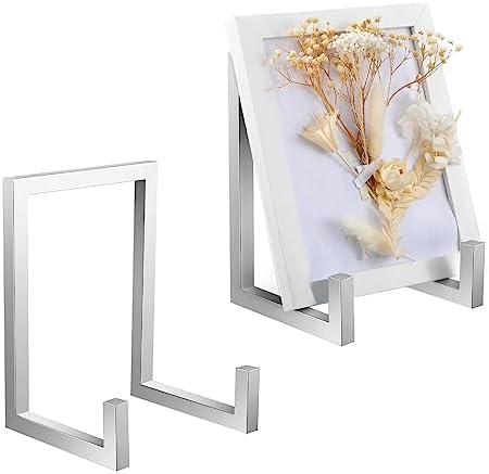 2 Pcs Large Plate Stands for Display Metal Frame Holder, Silver, 8 Inch by Sweetude