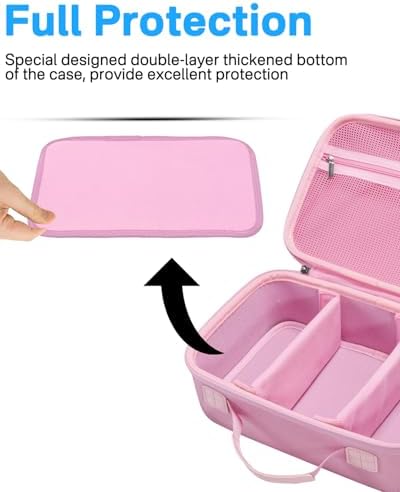 RAIACE Hard Carrying Case Compatible with Canon EOS Rebel T7/ T100/ T6/ R100/ R50/ R5/ R7/ R8, for Sony, for Nikon Camera. Large Capacity Camera Bag for Lens, Cables, Cards and Accessories. - Pink - Image 5