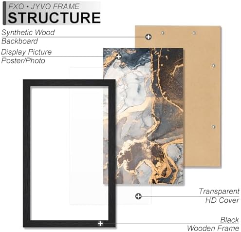 6x11 Picture Frame Set of 2 Black Engineered Wood Tabletop/Wall Hanging - Image 3