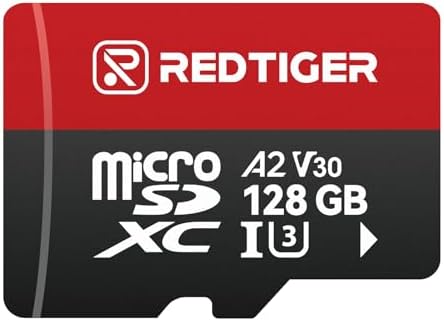 REDTIGER High Speed 128GB Micro SD Card with Adapter, microSDXC UHS-I Class 10, U3, V30 A2, Support for Dash Cam and 4K Video Recording, Compatible with F7NP-V07&F9&F7NT-V04&F17&VP20&A4&F17PLUS by REDTIGER
