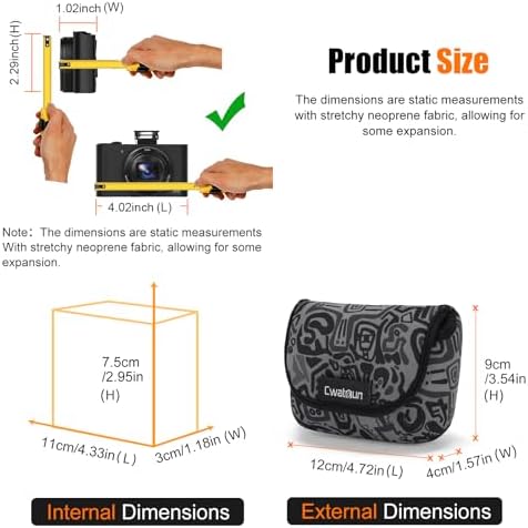 Cwatcun Neoprene Camera Pouch, Compact Travel Sleeve for Digital Cameras - Image 3
