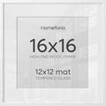 Homeforia 16x16 White Oak Picture Frame, High-End Wood, 12x12 Mat, Glass by Homeforia