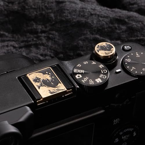 Wave Art Metal Hot Shoe Cover Shutter Button for Fuji X100VI Camera - Image 2