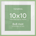 Homeforia 10x10 Green Picture Frame, High-End Metal, 8x8 Mat, Glass by Homeforia