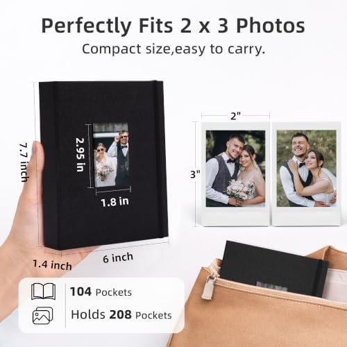 Vienrose Mini Polaroid Photo Album 208 Photos 2x3 Inch Black 1 PACK - Image 6