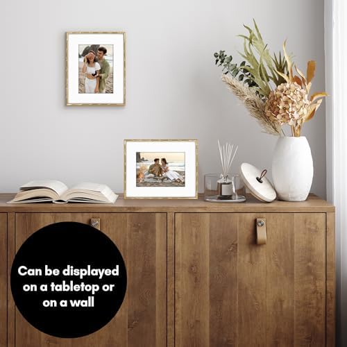 Americanflat 8x10 Bamboo Picture Frame - Matted to 5x7 - Metal - Gold - Image 4